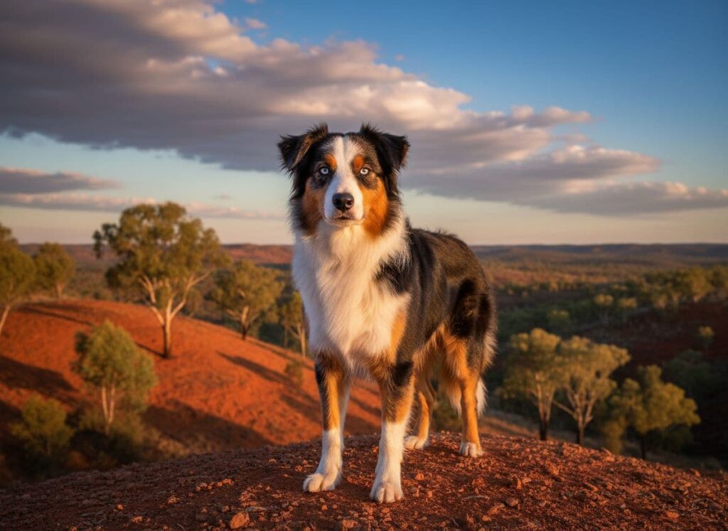 Walking Australian Shepherds