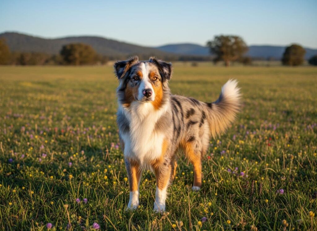 Walking Australian Shepherds