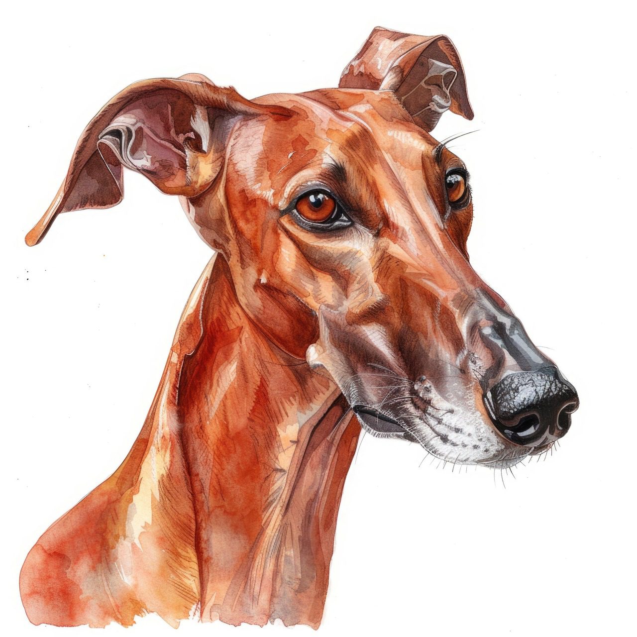 animal, dog, breed, pet, nature, canine, puppy, mammal, cute, portrait, fur, happy, snout, watercolor, paw, azawakh, ai generated